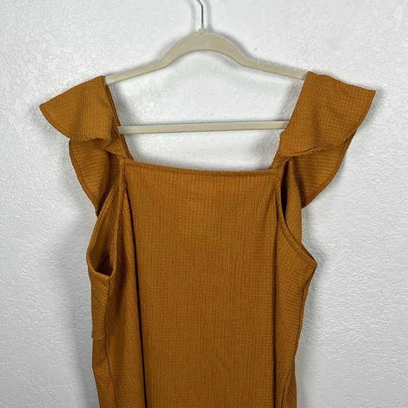 Nine West Mustard Yellow Tank Top Shirt Ruffle Scoop Neck Sleeveless‎ Sz XL Chic - Picture 7 of 8